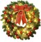 16 Inch Pre-lit Christmas Wreath with Hook, Battery Operated Christmas Wreath Decorative Christmas Balls Hanging Ornament, Artificial Door Wreath 40 Clear LED Lights